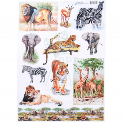 Папір для декупажу "Тварини Африки" 40х30 см, 60 г/м2, Cheap Art