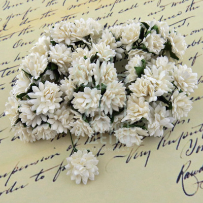 Квіти паперові Ромашка айстрова, біла, 1,5 см, 10 шт., Тайланд