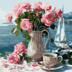 Набір для розпису за номерами "Ранкові троянди" 40х40 см, Ідейка