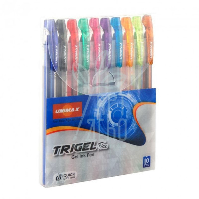 Набір ручок гелевих Trigel-3, 10 кол., Unimax