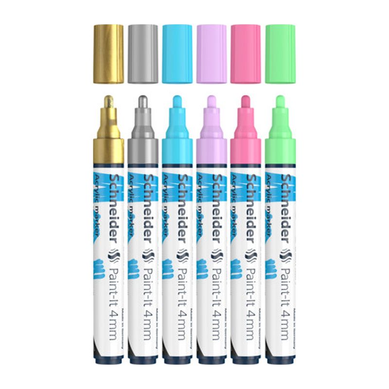 Набір маркерів акрилових Paint-it 320 Wallet Set1, 4 мм, 6 шт, Schneider 