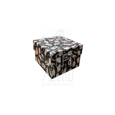 Коробка декоративна "Котики", 18х18х12 см, чорна, Україна
