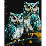 Набір для розпису за номерами "Мудрі сови" металік, 40х50 см, Ідейка