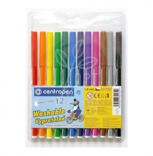 Набір фломастерів Washable, 12 шт, Centropen