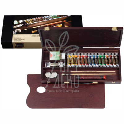 Набір олійних фарб Rembrandt TRADITIONAL, 15 туб+ пензлі + доп.матеріали, коробка, Royal Talens Набір олійних фарб Rembrandt TRADITIONAL, 15 туб+ пензлі + доп.матеріали, коробка, Royal Talens