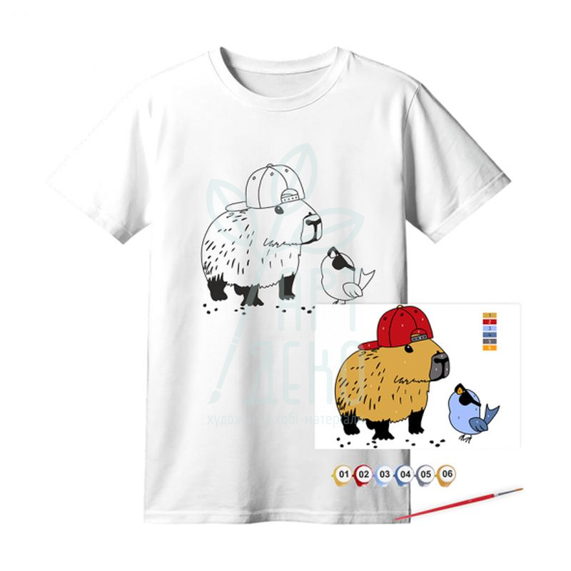 Набір футболка-розмальовка "Капібара", бавовна 100%, розмір XS, ROSA Talent