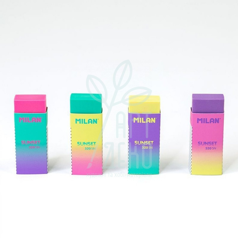 Гумка Sunset 320SN, прямокутна, 61х23х12 мм, асорті кольорів, Milan