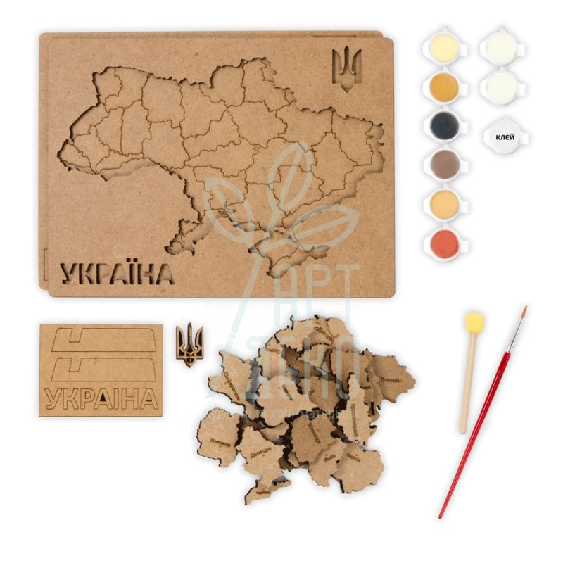 Набір картина 3D "Мапа України", кольори металік, МДФ, 24,5х18,5 см, ROSA 