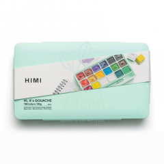 Набір гуашевих фарб Jelly Cup, пластиковий пенал, зелений, 18х30 мл+3 пензлі, HIMI