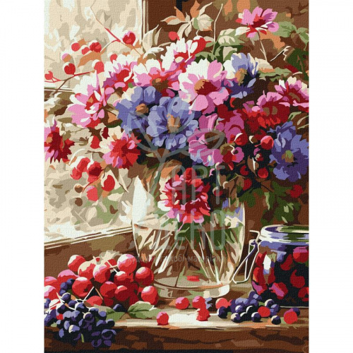 Набір для розпису за номерами "Букет і фрукти", 30х40 см, Ідейка