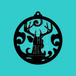 Заготовка-підвіска новорічна "Куля з оленем (голова)", фанера, 10 см, Україна