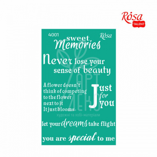 Трафарет самоклеючий №4001, серія "Floral Poem", 13x20 см, ROSA Talent