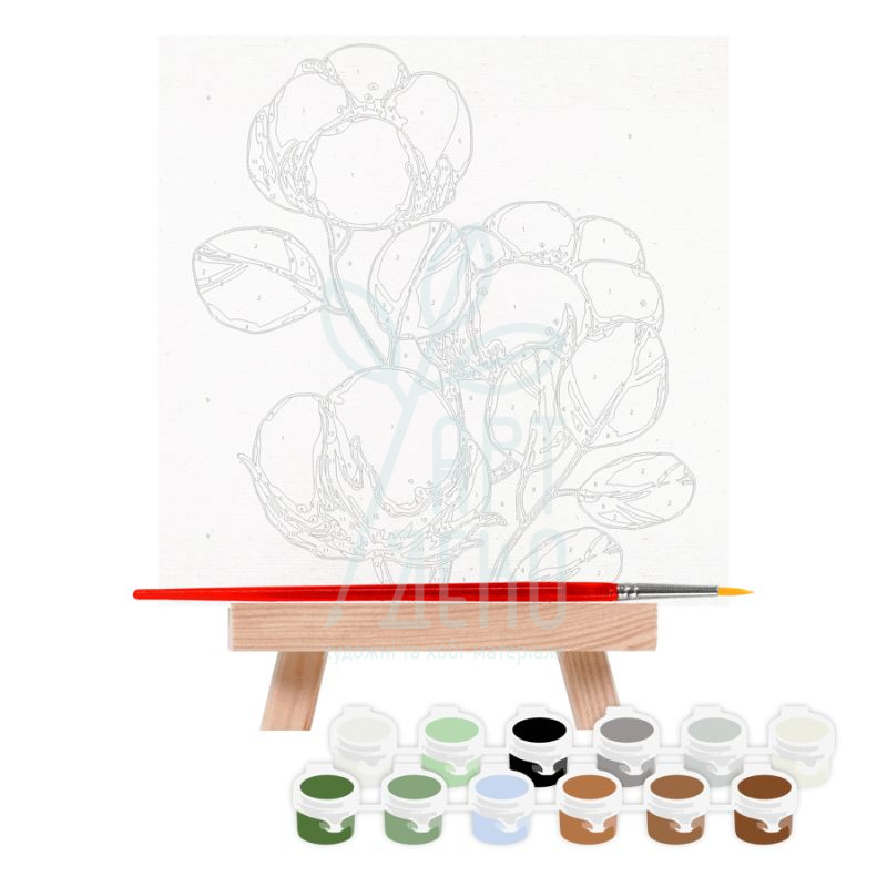 Набір для розпису за номерами "Бавовна", 15х15 см, з мольбертом, ROSA Start