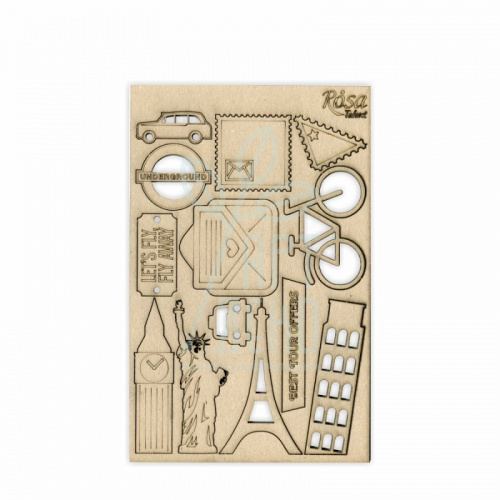 Набір чипбордів для скрапбукінгу "Make your journey 3",  картон, 12,8х20 см, ROSA Talent