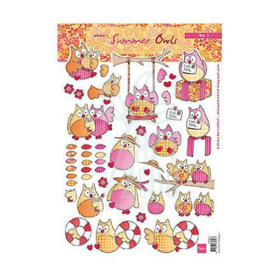 Декупажна карта Decoupage Summer Owls, Marianne Designs