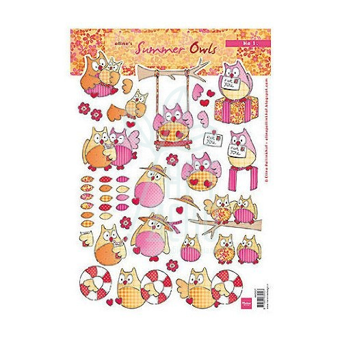 Декупажна карта Decoupage Summer Owls, Marianne Designs