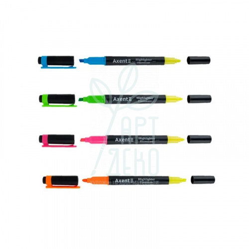 Маркер Highlighter Dual Fluorescent, клиноподібний, 2-4 мм, Axent