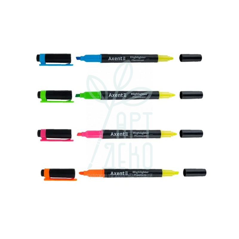 Маркер Highlighter Dual Fluorescent, клиноподібний, 2-4 мм, Axent