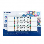 Набір маркерів акрилових двосторонніх Creative Metallic, 6 шт, Kite 