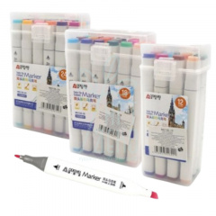 Набір скетч-маркерів двосторонніх Twin-Tip, в контейнері, Aodemei