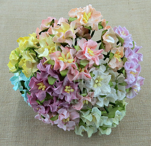Квіти паперові Гарденія, пастельні тони, 2,5 см, 5 шт., Тайланд