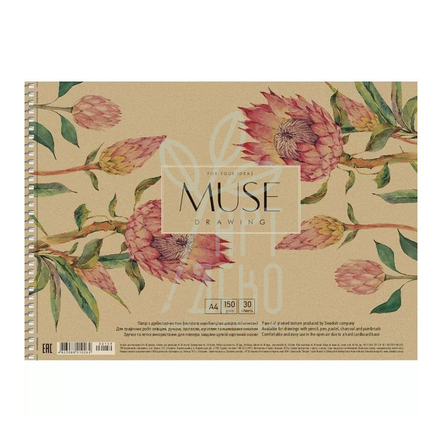 Альбом для малювання MUSE, спіраль, А4 (21х29,7 см), 150 г/м2, 30 л., Школярик