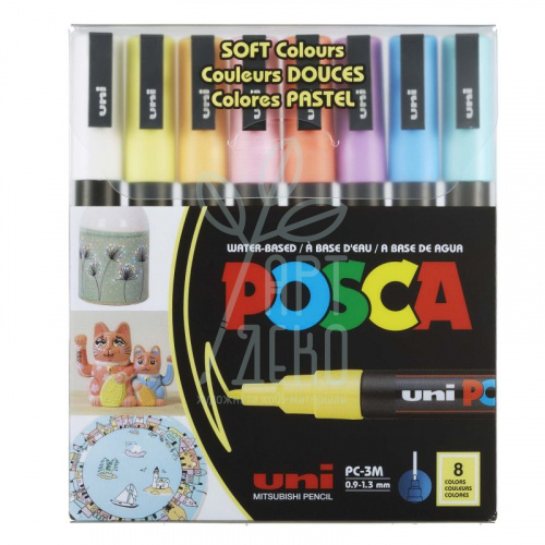Набір маркерів акрилових Posca Soft Color, 0,9-1,3 мм, 8 шт, Uni