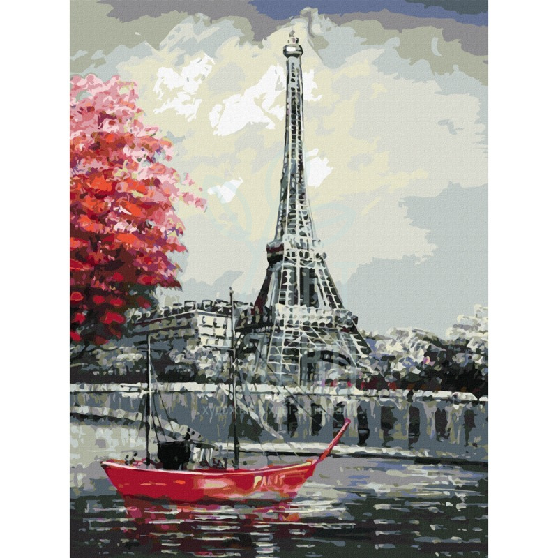 Полотно на картоні з контуром "Париж 3", 30х40 см, бавовна, акрил, ROSA START