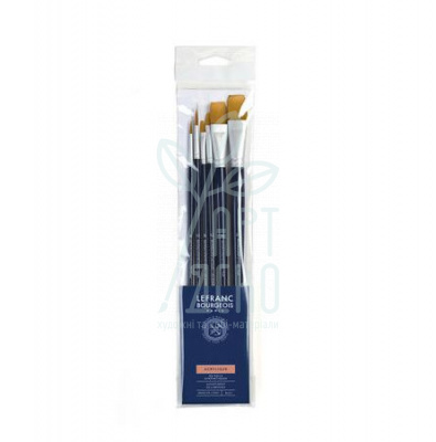 Набір пензлів Fine Synthetic Brushes Set, Синтетика, 6 шт. (№6, 12, 6, 12, 14, 16), д.р., Lefranc