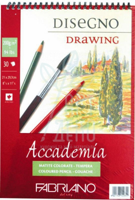 Альбом для графіки Accademia Desegno Drawing, спіраль, 200 г/м2, 30 л., Fabriano