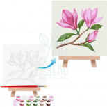 Набір для розпису за номерами "Гілка магнолії", 15х15 см, з мольбертом, ROSA Start