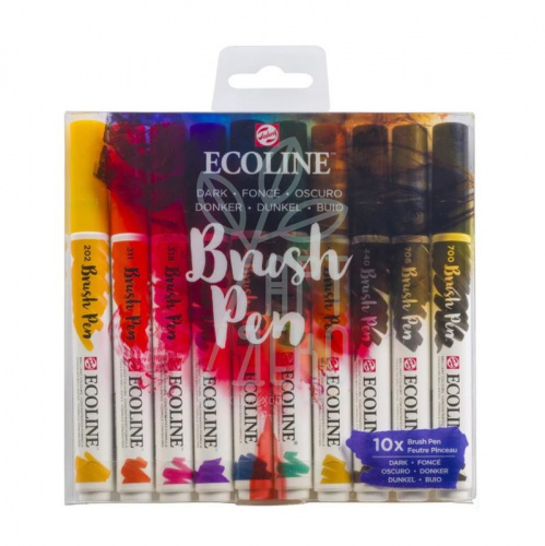 Набір пензлів-ручок Ecoline Brushpen DARK, 10 шт, Royal Talens