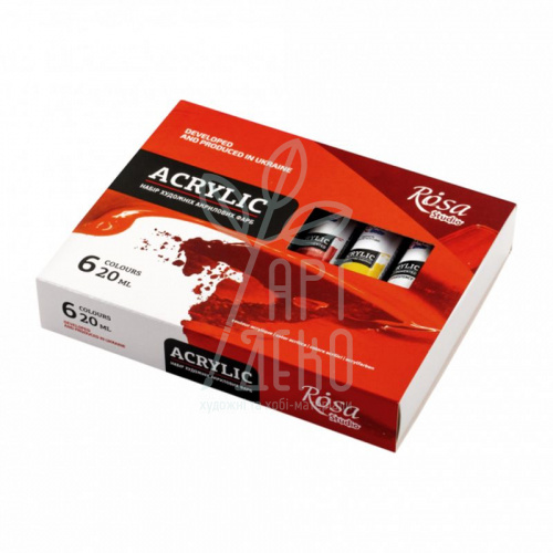 Набір акрилових фарб Studio, 6х20 мл, ROSA