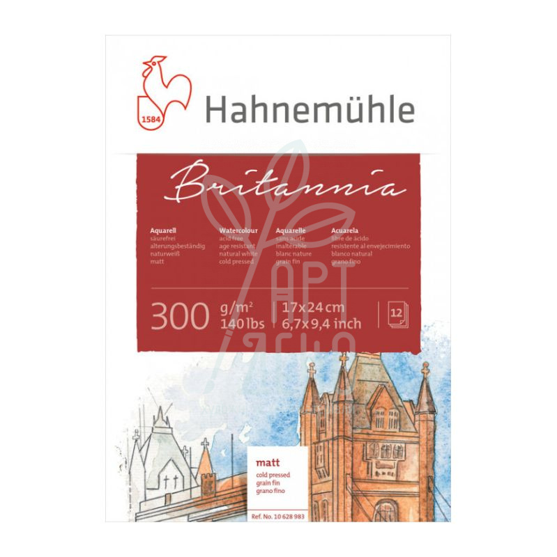 Склейка для акварелі Britannia Cold Press, 17х24 см, 300 г/м2, 12 л., Hahnemuhle