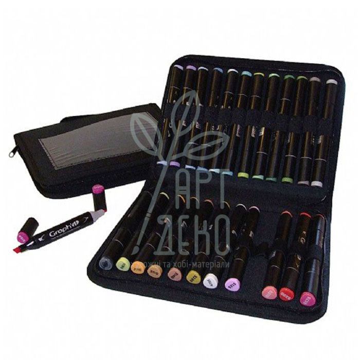 Пенал для маркерів тканинний Graph'it, чорний, 24 шт,  Оz International