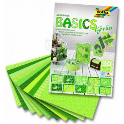 Набір паперу для орігамі "Basics", Зелений, 10х10 см, 80 г/м2, 50 л., Folia