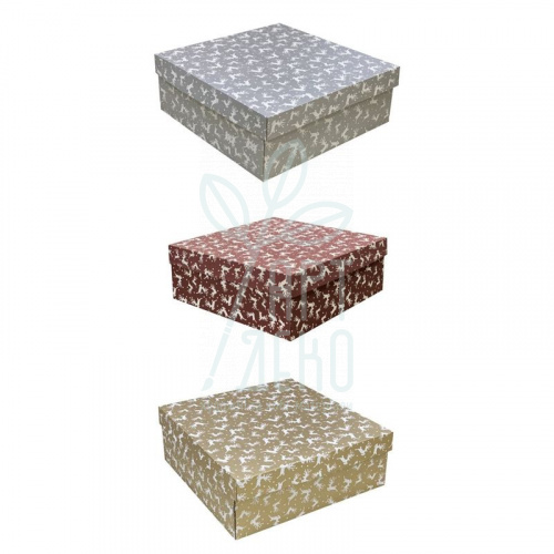 Коробка подарункова, гофрокартон "Олені", 40х40х15 см, Україна