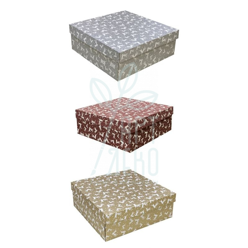 Коробка подарункова, гофрокартон "Олені", 40х40х15 см, Україна