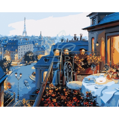 Набір для розпису за номерами. Міський пейзаж "Вид на Париж" 40х50 см, Ідейка