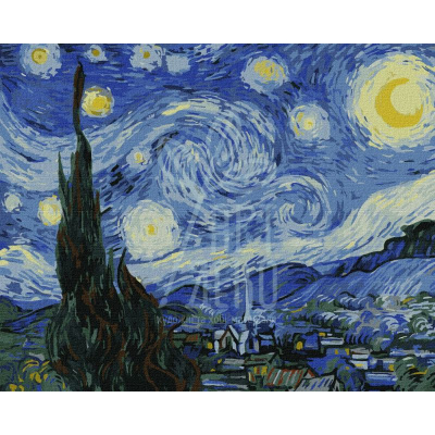Набір для розпису за номерами "Зоряна ніч. Вінсент Ван Гог", 40х50 см, Ідейка