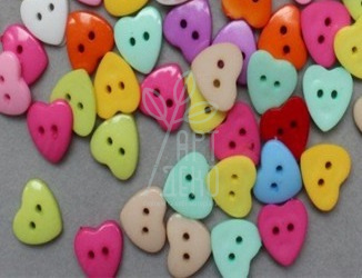 Набір гудзиків акрилових "Серце", асорті, 11 мм, 10 шт, Китай