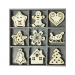 Набір міні-чипбордів дерев'яних "Різдвяний настрій", 10,5х10,5 мм, 45 шт, Knorr Prandell