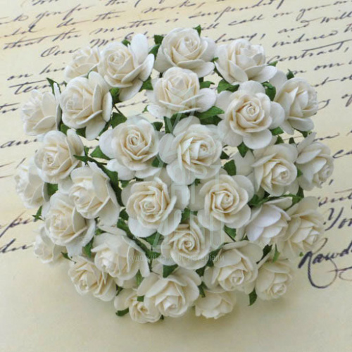 Квіти паперові Троянда Open Rose, бежева, 1 см, 10 шт., Тайланд