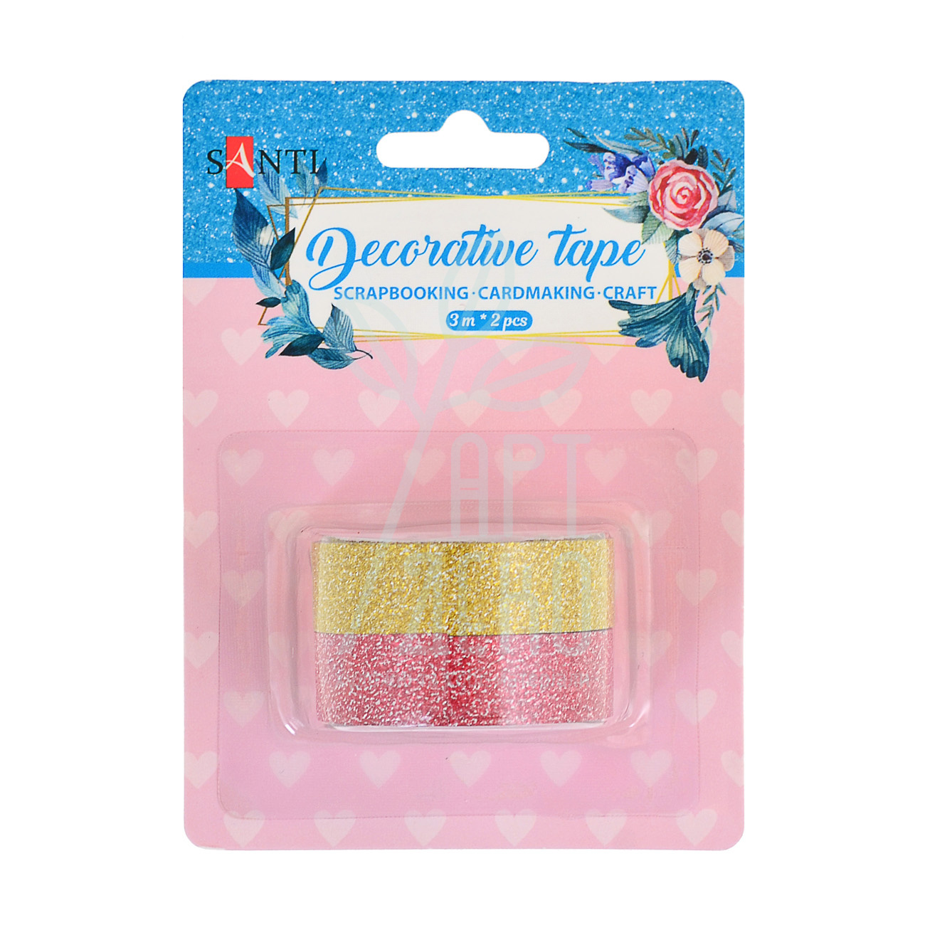 Набір стрічок паперових самоклеючих "Red and Gold", 3 м х 2 шт., Santi