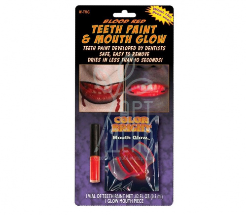 Набір фарб для зубів та рота Fx Teeth Paint & Mouth Glow Червоний/Червоний, Wolfe