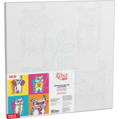 Полотно на картоні з контуром "Pop Art Owl", бавовна, акрил, 30х30 см, ROSA START