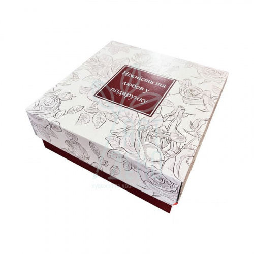 Коробка подарункова "Троянди", 30х30х8 см, бордова, Україна