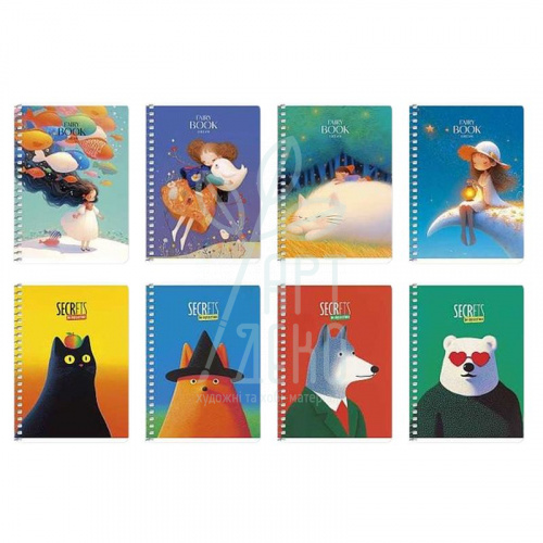 Блокнот для записів, спiраль, А6 (10,5х14,8 см), 60 г/м2, клітинка, білий блок, 80 л., Школярик