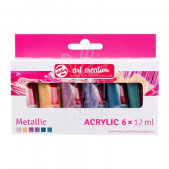 Набір акрилових фарб ArtCreation Metallic, 6х12 мл, Royal Talens