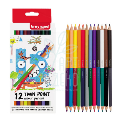 Набір олівців кольорових, двосторонні, 12 шт., Bruynzeel